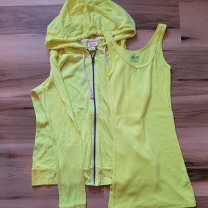 NWOT Mossimo neon yellow tank and jacket set